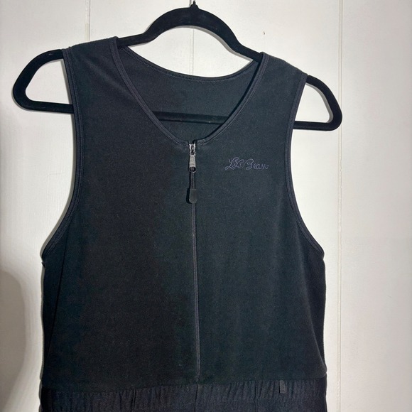 L.L. Bean Pants - LL Bean Vtg Womens Black Stirrup Ski Bib Jumpsuit Base Layer Fleece Medium USA